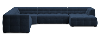 Large panorama corner sofa "Vesta" with velvet cover dark blue