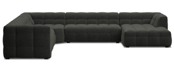 Large panorama corner sofa "Vesta" with velvet cover dark gray
