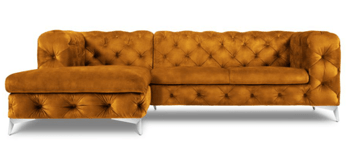 Design corner sofa "Franck" with velvet cover - mustard yellow