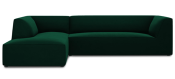 canapé d'angle 4 places "Sao" 273 x 180 cm avec revêtement en velours / élément d'angle à gauche