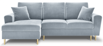 Design corner sofa "Moghan" light blue with sleep function