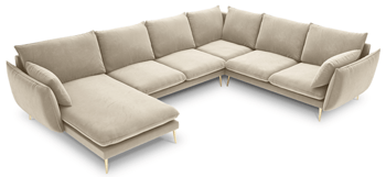 Large design U velvet sofa "Elio" 337 x 244 cm - Beige