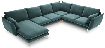 Large design U velvet sofa "Elio" 337 x 244 cm - Petrol