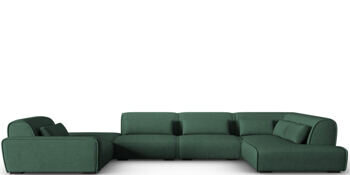 Grosses 7-Sitzer Design Panorama Sofa „Lina“, Strukturstoff Grün