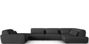 Grosses 7-Sitzer Design Panorama Sofa „Lina“, Strukturstoff Dunkelgrau