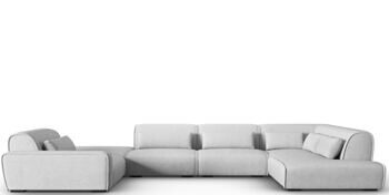 Grosses 7-Sitzer Design Panorama Sofa „Lina“, Strukturstoff Silver