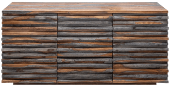 Hochwertiges Sideboard „Relief“ aus Massivholz, Sheesham Smoke - 160 x 75 cm