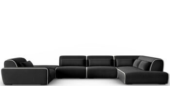 Grosses 7-Sitzer Design Panorama Sofa „Lina“, Samtbezug Anthrazit/Grau