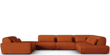 Grosses 7-Sitzer Design Panorama Sofa „Lina“, Strukturstoff Terracotta