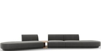 5-Sitzer Design Sofa „Miley“ mit Beistelltisch - Samtbezug Grau