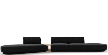 5-Sitzer Design Sofa „Miley“ mit Beistelltisch - Chenille Schwarz