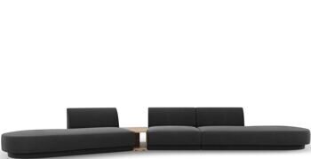 5-Sitzer Design Sofa „Miley“ mit Beistelltisch - Samtbezug Dunkelgrau