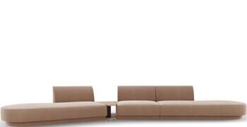 5-Sitzer Design Sofa „Miley“ mit Beistelltisch - Samtbezug Cappuccino