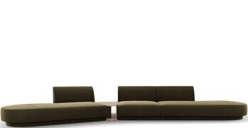 5-Sitzer Design Sofa „Miley“ mit Beistelltisch - Samtbezug Olivgrün