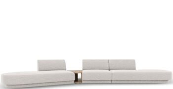 5-Sitzer Design Sofa „Miley“ mit Beistelltisch - Chenille Hellgrau