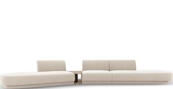 5-Sitzer Design Sofa „Miley“ mit Beistelltisch - Samtbezug Light Beige