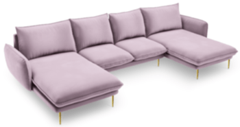 Design U velvet sofa "Emilia" 350 x 170 cm - lavender