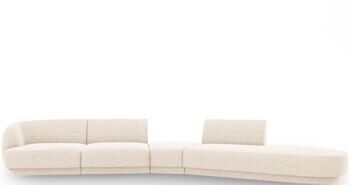 7-Sitzer Design Sofa „Miley“ mit abgerundeter Form und Ottomane rechts - Chenille