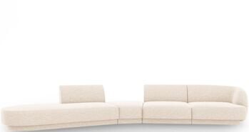 7-Sitzer Design Sofa „Miley“ mit abgerundeter Form und Ottomane links - Chenille