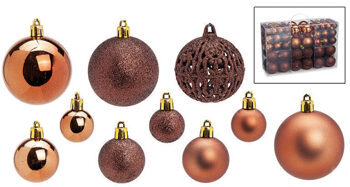 100 Piece Break Resistant Christmas Bauble Set - Copper Tones