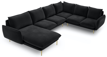 Large Design U Velvet Sofa "Emilia" - Black