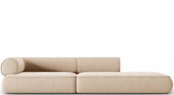 4-seater designer sofa "Lily" with ottoman, chenille beige