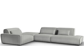 6-Sitzer Design Ecksofa „Lina“, Samtbezug Grau