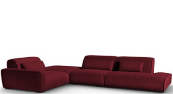 6-seater design corner sofa "Lina", velvet cover burgundy