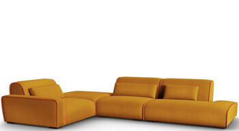 6-Sitzer Design Ecksofa „Lina“, Samtbezug Gold/Terracotta