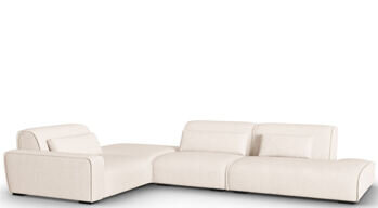 6-Sitzer Design Ecksofa „Lina“ mit Ottomane, Strukturstoff Light Beige