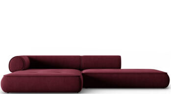 4-Sitzer Design Ecksofa „Lily“ mit Ottomane, Chenille Burgund