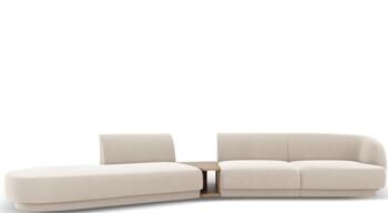 4-Sitzer Design Sofa „Miley“ mit Beistelltisch - Samtbezug Light Beige