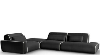 6-Sitzer Design Ecksofa „Lina“, Samtbezug Anthrazit/Grau