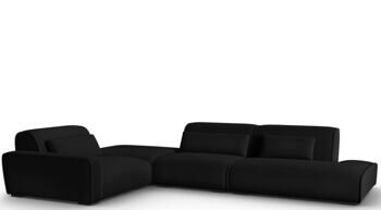 6-Sitzer Design Ecksofa „Lina“, Samtbezug Schwarz