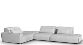 6-Sitzer Design Ecksofa „Lina“ mit Ottomane, Strukturstoff Silver