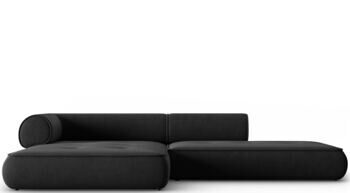 4-seater design corner sofa "Lily" with ottoman, chenille anthracite