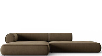 4-seater design corner sofa "Lily" with ottoman, chenille gray-brown