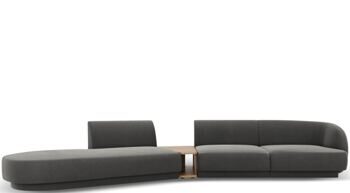 4-Sitzer Design Sofa „Miley“ mit Beistelltisch - Samtbezug Grau