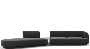 4-Sitzer Design Sofa „Miley“ mit Beistelltisch - Samtbezug Dunkelgrau