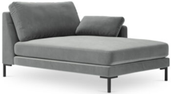 Chaise longue "Jade" with velvet upholstery - gray