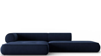 4-seater design corner sofa "Lily" with ottoman, chenille navy