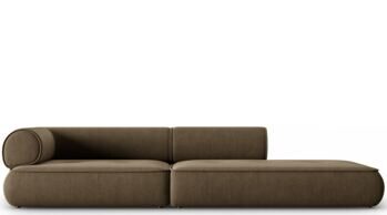 4-seater designer sofa "Lily" with ottoman, chenille gray-brown