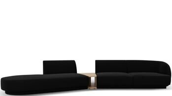 4-Sitzer Design Sofa „Miley“ mit Beistelltisch - Samtbezug Schwarz