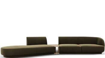 4-Sitzer Design Sofa „Miley“ mit Beistelltisch - Samtbezug Olivgrün