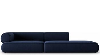 4-seater designer sofa "Lily" with ottoman, chenille navy