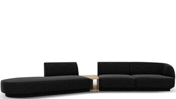 4-Sitzer Design Sofa „Miley“ mit Beistelltisch - Chenille Schwarz