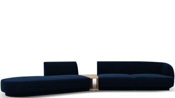 4-Sitzer Design Sofa „Miley“ mit Beistelltisch - Samtbezug Königsblau