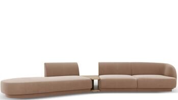 4-Sitzer Design Sofa „Miley“ mit Beistelltisch - Samtbezug Cappuccino