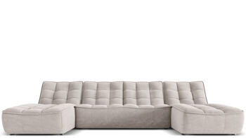 6-Sitzer Design Panorama Sofa „Moni“, Strukturstoff