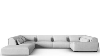 Grosses 8-Sitzer Design Panorama Sofa „Lina“, Strukturstoff Silver